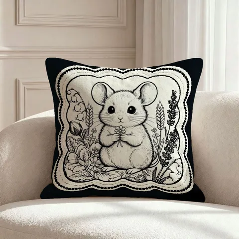 Luxurious Chinese Zodiac Animal Print Plush Throw Pillow Simple Modern Line Art Cushion Cover For Sofa Living Room Bedroom Home Decor
