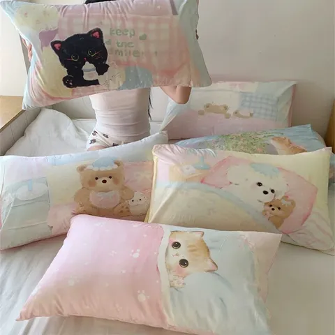 Süße Cartoon Katze Bär Plüsch Wurfkissen Ins Stil Weich Rechteckig Dekorative Kissen Für Schlafzimmer Kopfteil Sofa Büro Mittagsschlaf Kissen Mädchen