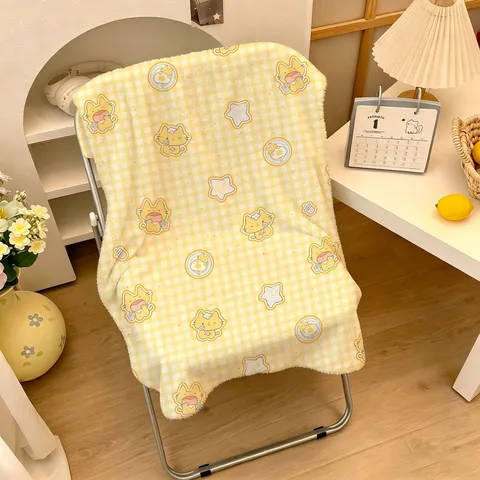 Süße Cartoon Kätzchen Milchgelb Gitter Flanell Decke Für Sofa Nickerchen Schlafzimmer Weiche Fleece Bedruckte Wohndecke Für Zuhause Büro