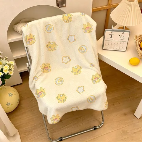 Süße Cartoon Kätzchen Milchgelb Gitter Flanell Decke Für Sofa Nickerchen Schlafzimmer Weiche Fleece Bedruckte Wohndecke Für Zuhause Büro