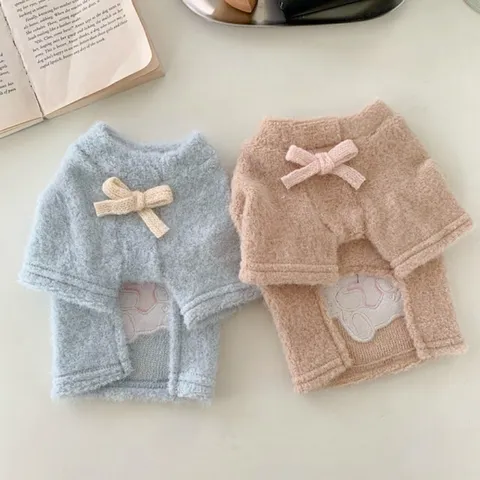 Autumn Winter Pet Dog Knit Sweater Cute Rabbit Embroidery Plush Puppy Clothes For Teddy Bichon Pomeranian Cat Small Dog Apparel