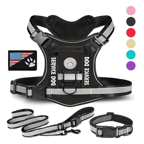 Reflecterende Hulphond Tuigje Set Ademend Nylon Hondenvest Met Lijn En Halsband Verstelbaar Reflecterend Trainingsharnas