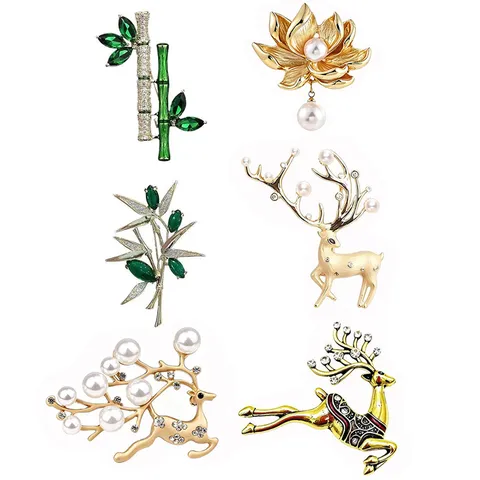 Elegante Legering Zirconia Tarwe-aar Brosche Voor Vrouwen Hoogwaardige Strass Bloem Hert Pin Kunstparel Sieraden Cadeau Voor Pak Trui