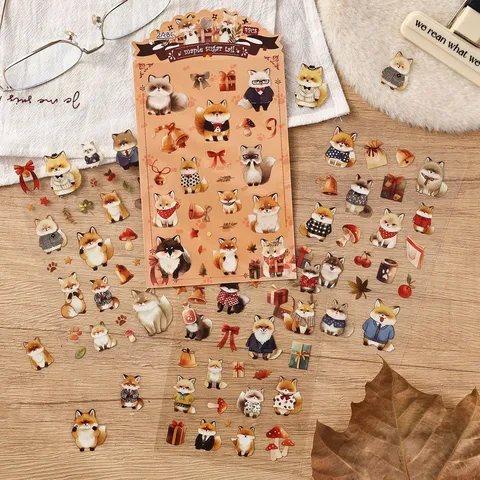 Niedliche Tier PET Aufkleber Set Wasserdichte Cartoon Hund Katze Hase Fuchs Muster Für Journaling Scrapbooking DIY Dekoration