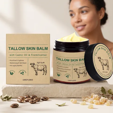 Natural Tallow Skin Balm With Castor Seed Oil And Frankincense Extract Moisturizing Face Body Cream For Skin Repair Anti-Aging Daily Skin Care