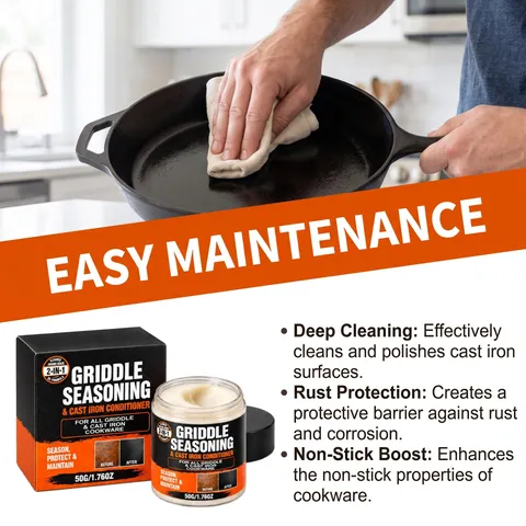 Cast Iron Conditioner Cleaning Polishing Wax Seasoning Oil Rust Prevention For Griddle Frying Pan Cookware Surface Protector Paste