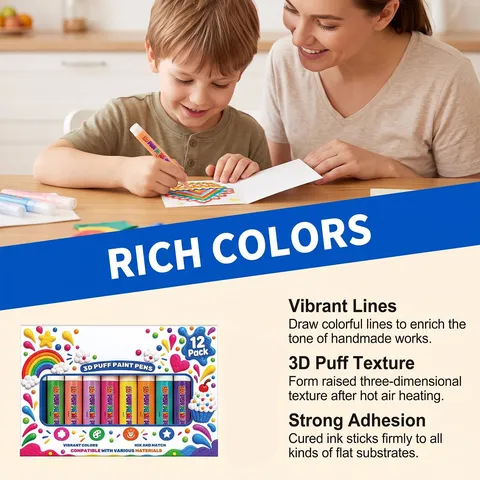 Multicolor 3D Puff Paint Pens For Kids DIY Popcorn Pens Creative Graffiti Art Stationery Set Assorted Colors For Craft Drawing