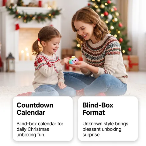 Calendario dell'Avvento di Natale Scatola a Sorpresa Antistress Squishy Giocattoli Festivi Regalo di Natale in TPR a Forma di Gnocchi
