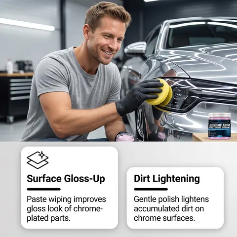 Auto Chroom Trim Restorer Crème Polijstpasta Milde Reiniging En Roestverwijdering Herstel Glans Voor Oude Pickup Voertuig Chroom Oppervlakken Met Spons