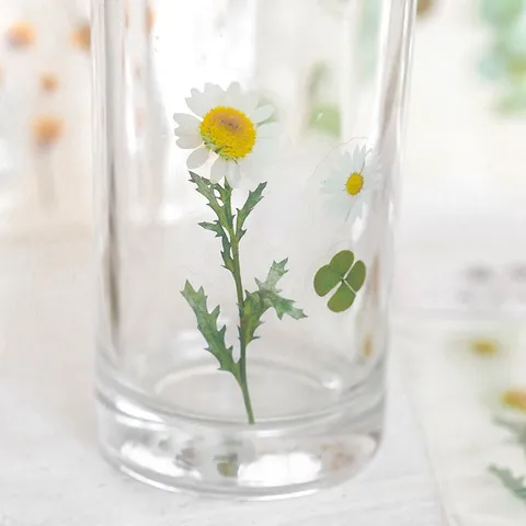Transparent PET Floral Plant Stickers Waterproof Decorative Flower Decals For DIY Journal Scrapbook Water Bottle Laptop Material