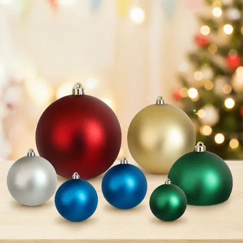 Matte Christmas Ball Ornaments Plastic Hanging Decorative Balls For X-mas Tree Window Mall Ceiling Decor New Year Party Supplies
