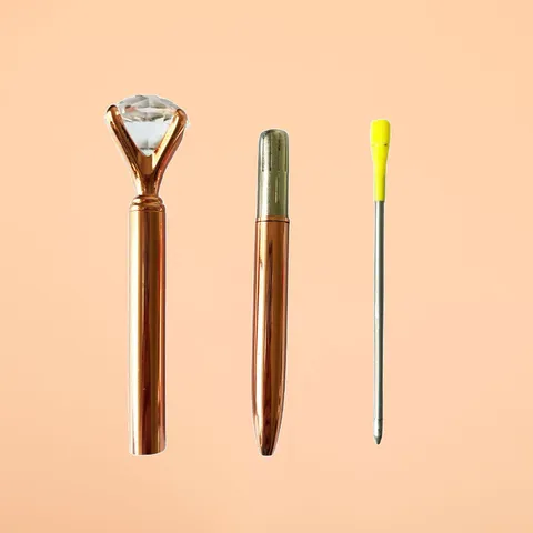Penna a Sfera in Metallo Con Grande Diamante in Cristallo Sfumatura Multicolore in Acciaio Inossidabile Rotante Strumento di Scrittura Regalo Ufficio Scuola