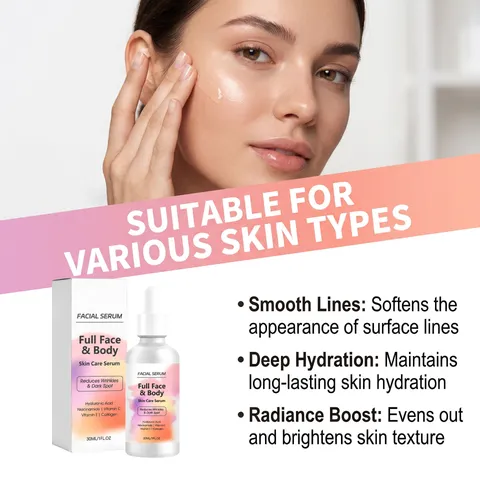 Suero Facial y Corporal Hidratante Esencia Iluminadora Con Ácido Hialurónico Vitamina C Colágeno para el Cuidado de la Piel
