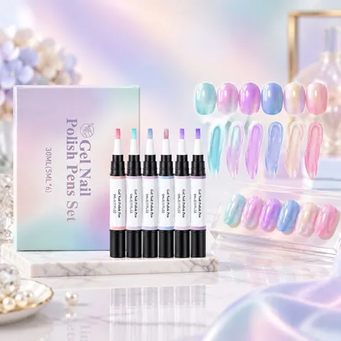 Professional Gel Nail Polish Pen Set Multicolored Pearl Glitter One Step Manicure Tools For Women Nail Art Decoration