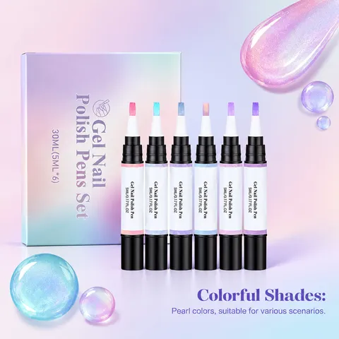 Professional Gel Nail Polish Pen Set Multicolored Pearl Glitter One Step Manicure Tools For Women Nail Art Decoration