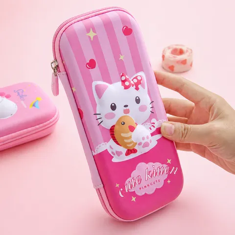 Cartoon 3D EVA Pencil Case For Kids Large Capacity Waterproof Stationery Box Student School Supply Gift With Zipper Dinosaur Unicorn Rabbit Patterns