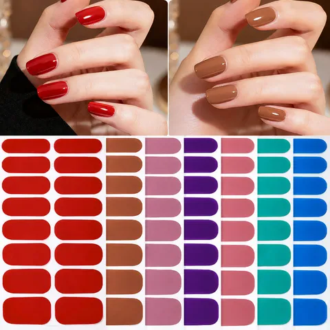 Autocollants à Ongles Imperméables de Couleur Unie DIY Wraps de Vernis à Ongles Style Ins Simple Frais Manucure Adhésive pour Femmes