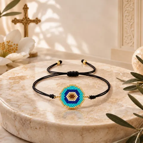 Pulsera de Mal de Ojo Tejida a Mano Étnica para Hombres Mujeres Pulsera de Cuerda Ajustable Hand Rope Joyería Bohemia de Cuentas de Vidrio Regalo