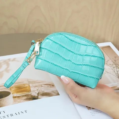 Genuine Top Layer Cowhide Leather Wallet Women Crocodile Pattern Coin Purse Large Capacity Key Card Holder Shell Bag