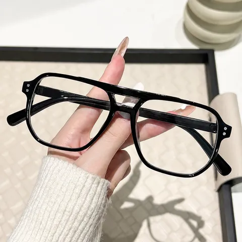 Dubbele Brug Anti Blauw Licht Bril Mode Groot Frame Vierkant Brilmontuur Unisex Retro Heldere Lens Glazen zonder Sterkte