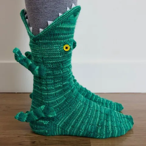 Kreative 3D Tier Stricksocken Baumwolle Krokodil Hai Chamäleon Fisch Form Neuheit Lustig Warm Zuhause Winter Erwachsene