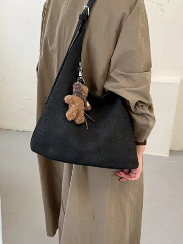 Bolso Tote Retro de PU Tejido para Mujer Gran Capacidad Urbano Simple Bolso de Hombro Axilar Bolso de Mano de Cubo Versátil Diario