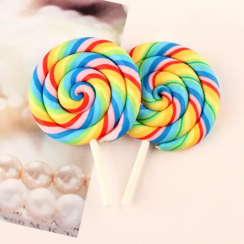 Dijes de Piruleta en Espiral Multicolor de Plástico Resina Simulación de Alimentos para Hacer Joyas DIY Artesanías Funda de Teléfono Accesorios