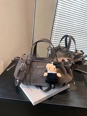 Sac Bandoulière Vintage en Cuir PU pour Femmes Sac à Main Rétro à Cordon de Serrage Petit Sac Seau Carré de Haute Qualité
