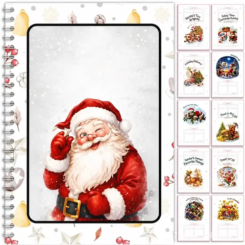 Holografisches Weihnachtsgeschenkkarten-Broschüre Merry Christmas Spiralnotizbuch Geschenkkartenhalter-Buch Für Weihnachtsfeier Festliche Schreibwaren-Geschenk