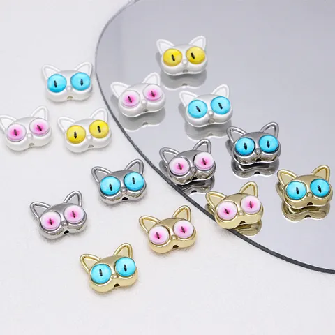Quirky Cat Monster Alloy Beads DIY Jewelry Making Hand-Made Necklace Bracelet Accessories Electroplated Metal Spirit Animal Charms