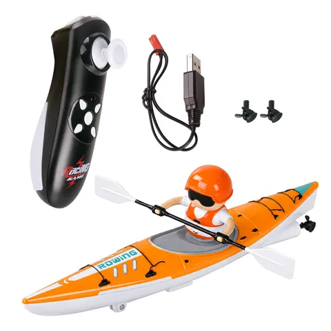 HC-810 RC Kayak Boat Remote Control High Speed Rowing Boat With Colorful Lights Waterproof Toy Ship For Kids Water Racing Games
