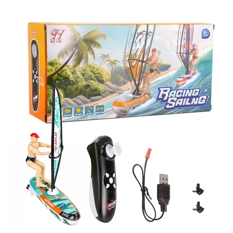 Mini RC Segelboot Ferngesteuertes Surfbrett Spielzeug mit LED Licht und Menschlichem Modell Hochgeschwindigkeits Wasser Schnellboot für Jungen