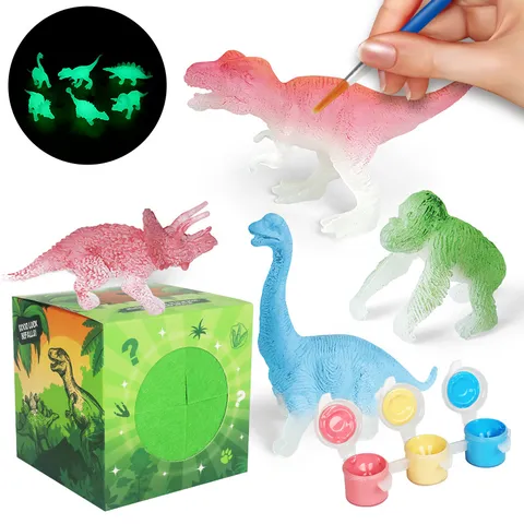 DIY Leuchtendes Dinosaurier Malspielzeug Kit Kinder Kreatives Graffiti Blind Box Party Mit Acrylfarben Pinseln Pädagogische Aktivität