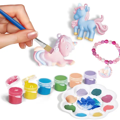 Einhorn DIY Armband Bastelset Mit Im Dunkeln Leuchtenden TPE Harzperlen Acrylfarbe Für Kinder Kreatives Handgefertigtes Geschenkset