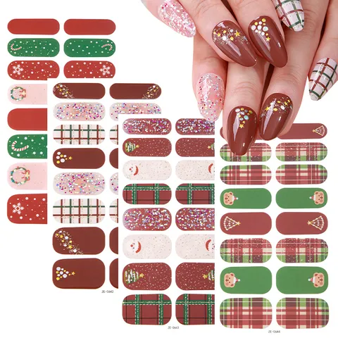 Waterproof Glitter Rhinestone Nail Stickers Ins Style Gradient Floral Butterfly Nail Polish Wraps For Women DIY Manicure Decoration