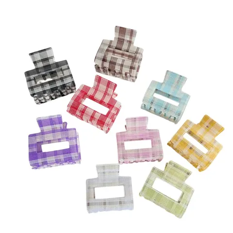 Molla per Capelli a Quadri Stile Coreano Retro Quadrato Motivo a Griglia Shark Clip Elegante Accessori per Capelli Moda Donna