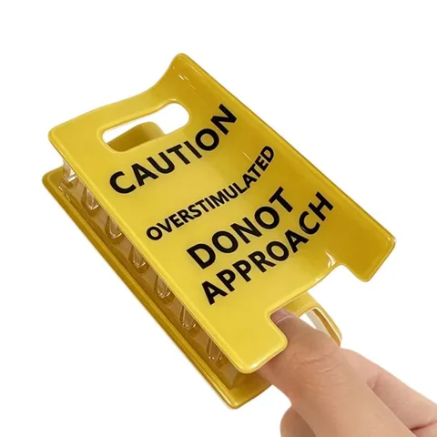 Pinza per Capelli Creativa a Forma di Cartello di Pericolo in Plastica Grande Molletta per Capelli Donna Accessori per Acconciature