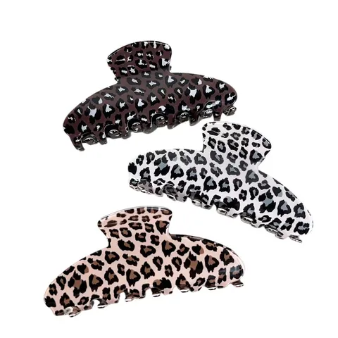 Pinza per Capelli in Acrilico con Stampa Leopardata Coreana da Donna Fermaglio per Capelli Geometrico Grande Vintage Accessorio