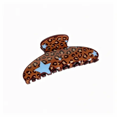 Fermaglio per Capelli in Acetato Stile Coreano Stampa Leopardata a Quadri per Donna Ragazze Accessori per Capelli Geometrici