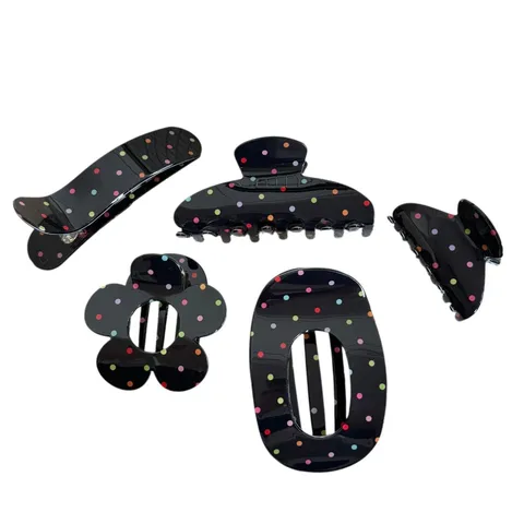 Molla per Capelli in Stile Coreano con Pois Colorati per Donna Nera in Resina Modello Geometrico Elegante Accessorio per Capelli
