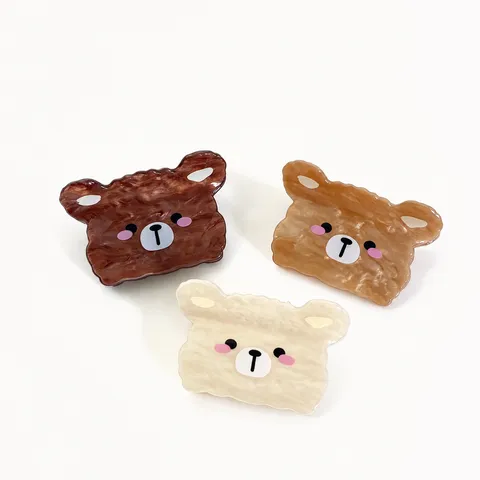 Simpatica Pinza per Capelli a Forma di Orso Cartone Animato per Donna Moda Acetato Resina Clip per Capelli Elegante Testa di Orso Accessori per Capelli