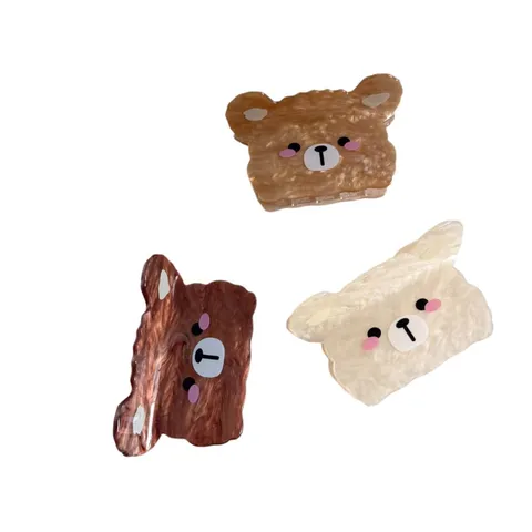 Simpatica Pinza per Capelli a Forma di Orso Cartone Animato per Donna Moda Acetato Resina Clip per Capelli Elegante Testa di Orso Accessori per Capelli