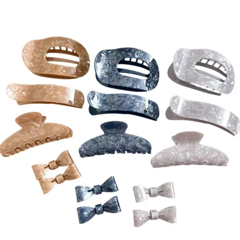 Fermaglio per Capelli Francese Vintage Motivo Marmoreo Grande Piatto a Becco d'Anatra per Donna Accessori per Capelli Gioielli