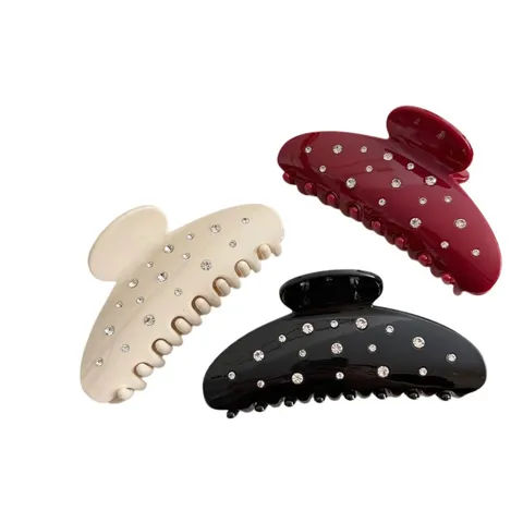 Fermaglio per Capelli a Granchio in PC con Pois e Strass Francese Clip Squalo Grande Accessori Moda Donna Regalo Romantico