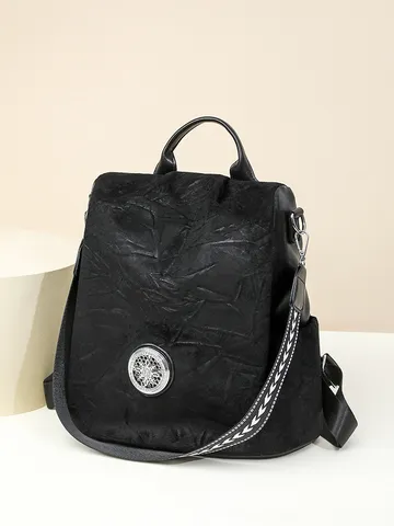 Women's Fashion Anti-theft Backpack Large Capacity Travel Bag Retro Plush Texture Multi-functional Shoulder Bag For Daily
