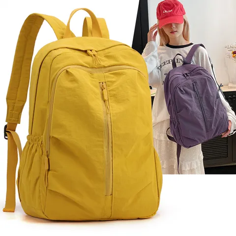 Women Minimalist Waterproof Nylon Backpack Large Capacity Student School Bag Lightweight Foldable Travel Daypack Suwan