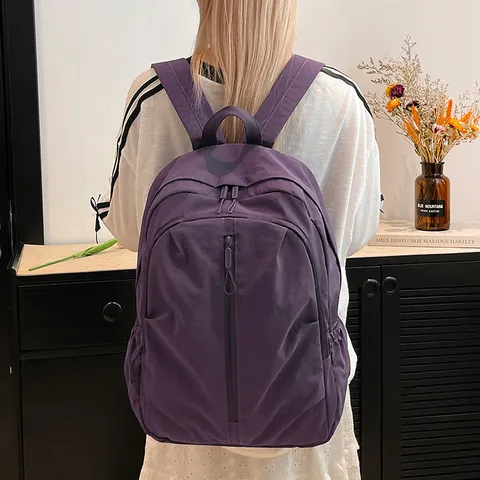 Women Minimalist Waterproof Nylon Backpack Large Capacity Student School Bag Lightweight Foldable Travel Daypack Suwan