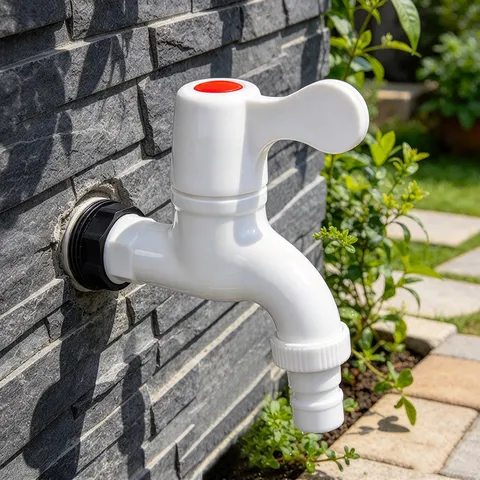 White Plastic Washing Machine Faucet 1/2 Inch Quick Opening Water Tap For Mop Pool Outdoor Garden Wall Mounted Single Cold Tap