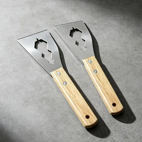 Spatola Multifunzionale in Acciaio Inossidabile Con Manico in Legno per Pulizia Piastrelle Pavimento Raschietto per Cemento Parete