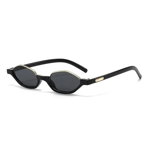 Narrow Polygon Semi-Rimless Sunglasses For Women Men Retro Punk Hexagon Metal Frame Sun Glasses Fashion Streetwear Eyewear